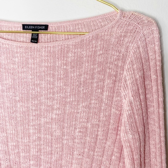 Eileen Fisher Pink Ribbed Knit Linen Sweater XS - Picture 4 of 9